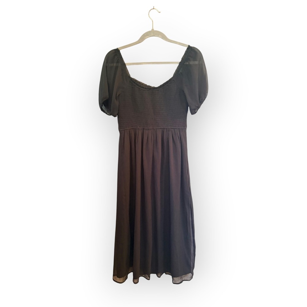 NWT Hollister Black Midi Dress M Slit Goth Whimsigoth Witchy Dark Academia - Picture 5 of 12